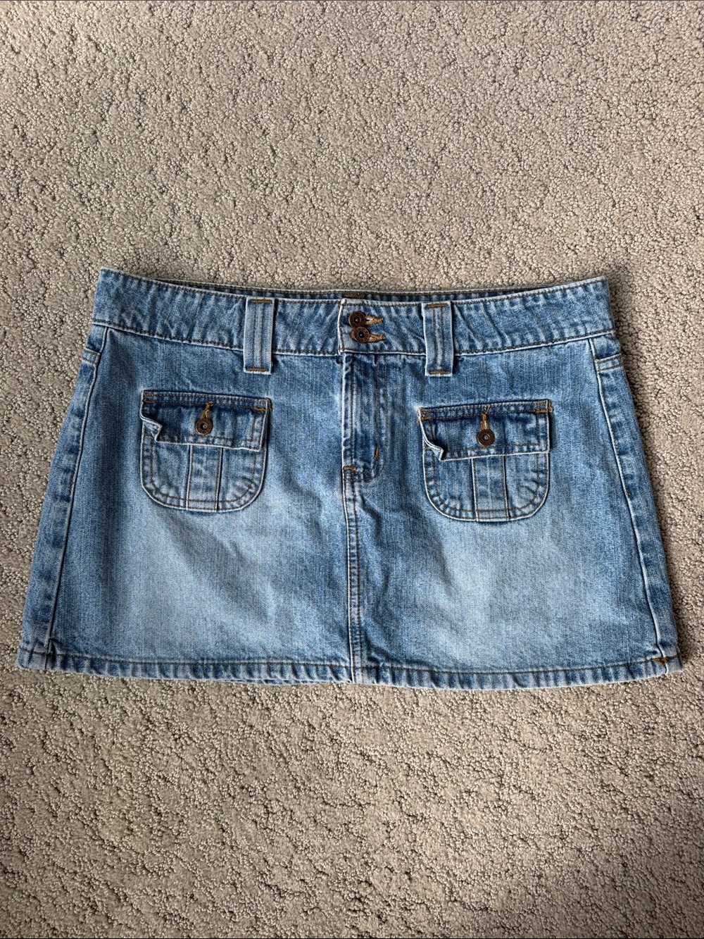 Vintage Y2K LEI Utility Cargo Mini Denim Jean Skirt Classic Blue Women Size 11